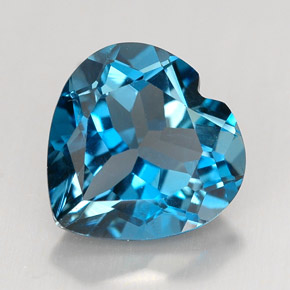 Topaze bleue naturelle forme de coeur, 4,12 ct, VVS