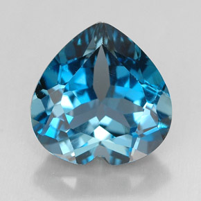 Topaze bleue naturelle forme de coeur, 4,12 ct, VVS