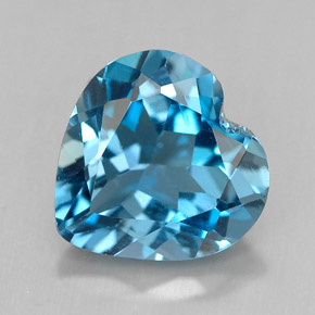 Topaze bleue naturelle forme de coeur, 3,70 ct, VVS