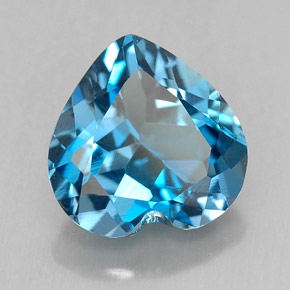 Topaze bleue naturelle forme de coeur, 3,70 ct, VVS