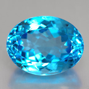 Topaze bleue naturelle coupe ovale, 10,20 ct, VVS