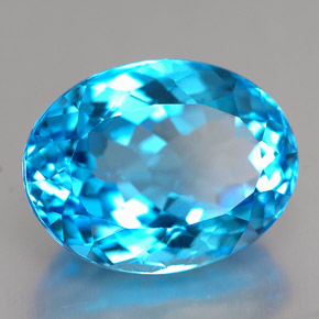 Topaze bleue naturelle coupe ovale, 10,20 ct, VVS