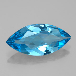 Topaze bleue naturelle marquise, 5,13 ct, VVS
