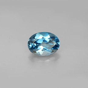 Topaze bleue naturelle coupe ovale, 1,52 ct, VVS