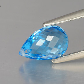 Topaze bleue naturelle briolette, 2,16 ct, VVS