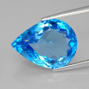 Topaze bleue naturelle en forme de poire, 9,62 ct, VVS