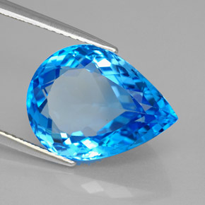 Topaze bleue naturelle en forme de poire, 9,62 ct, VVS