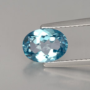 Topaze bleue naturelle coupe ovale, 1,42 ct, VVS
