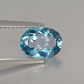 Topaze bleue naturelle coupe ovale, 1,42 ct, VVS
