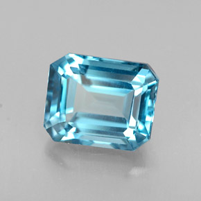 Topaze bleue naturelle taille émeraude, 1,94 ct, VVS
