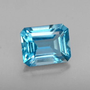 Topaze bleue naturelle taille émeraude, 1,69 ct, VVS
