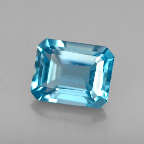 Topaze bleue naturelle taille émeraude, 1,69 ct, VVS