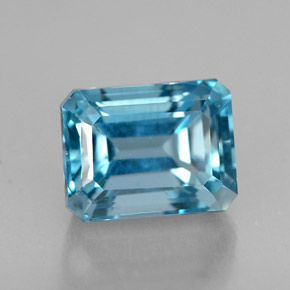 Topaze bleue naturelle taille émeraude, 2,62 ct, VVS