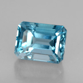 Topaze bleue naturelle taille émeraude, 2,62 ct, VVS