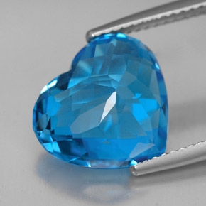 Topaze bleue naturelle forme de coeur, 8,01 ct, VVS