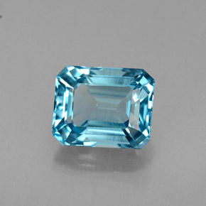 Topaze bleue naturelle taille émeraude, 2,01 ct, VVS