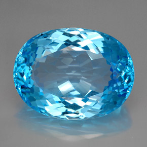 Topaze bleue naturelle coupe ovale, 165,50 ct, IF