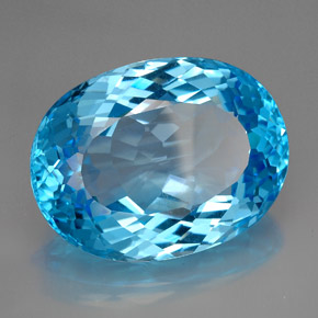 Topaze bleue naturelle coupe ovale, 165,50 ct, IF
