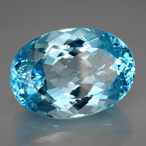 Topaze bleue naturelle coupe ovale, 230,00 ct, VVS