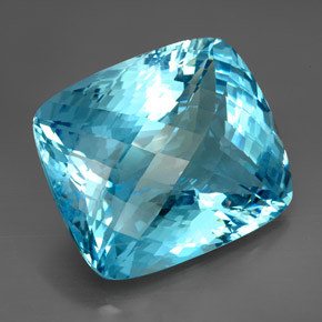 Topaze bleue naturelle coupe coussin, 206,00 ct, IF