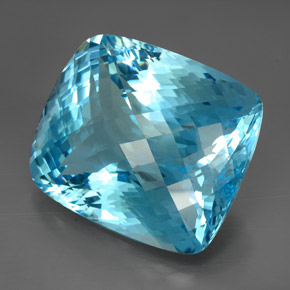 Topaze bleue naturelle coupe coussin, 206,00 ct, IF