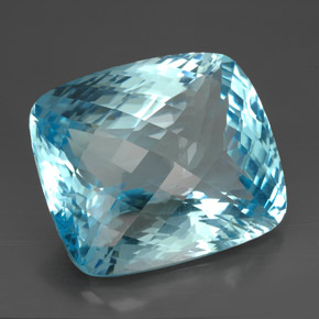 Topaze bleue naturelle coupe coussin, 185,00 ct, IF