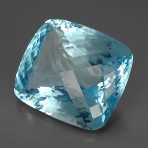 Topaze bleue naturelle coupe coussin, 185,00 ct, IF
