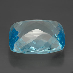 Topaze bleue naturelle coupe coussin, 185,00 ct, IF