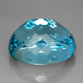 Topaze bleue naturelle coupe ovale, 164,50 ct, VVS