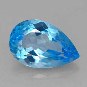 Topaze bleue naturelle en forme de poire, 5,28 ct, VVS-VS