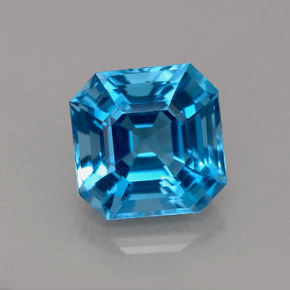 Topaze bleue naturelle taille émeraude, 5,30 ct, VVS-VS