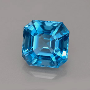 Topaze bleue naturelle taille émeraude, 5,30 ct, VVS-VS