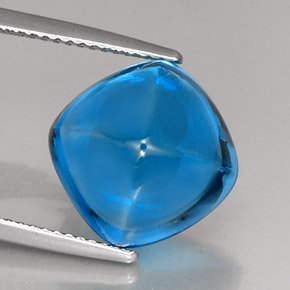 Topaze bleue naturelle coupe coussin, 12,96 ct, transparent