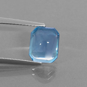 Topaze bleue naturelle taille émeraude, 3,46 ct, transparent