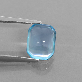 Topaze bleue naturelle taille émeraude, 3,43 ct, transparent