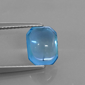 Topaze bleue naturelle taille émeraude, 3,19 ct, transparent