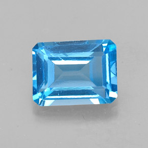Topaze bleue naturelle taille émeraude, 2,18 ct, VS