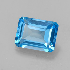 Topaze bleue naturelle taille émeraude, 2,18 ct, VS