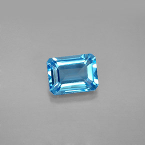 Topaze bleue naturelle taille émeraude, 1,99 ct, VS