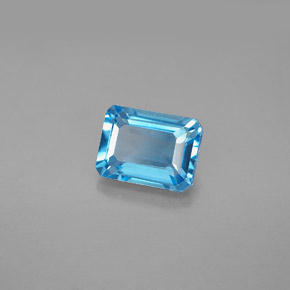Topaze bleue naturelle taille émeraude, 1,99 ct, VS