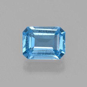 Topaze bleue naturelle taille émeraude, 1,56 ct, VS