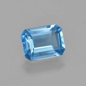 Topaze bleue naturelle taille émeraude, 1,56 ct, VS