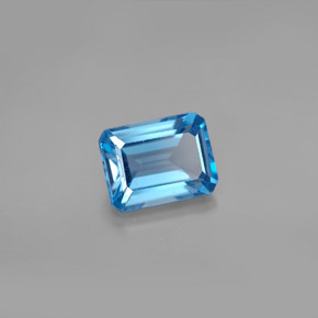 Topaze bleue naturelle taille émeraude, 2,06 ct, VS