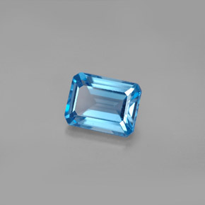 Topaze bleue naturelle taille émeraude, 2,06 ct, VS