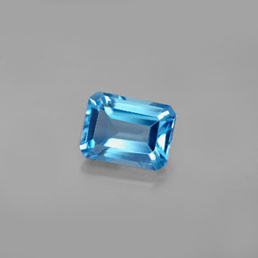 Topaze bleue naturelle taille émeraude, 2,07 ct, VS