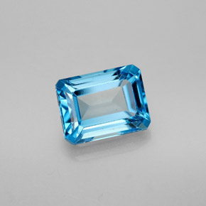 Topaze bleue naturelle taille émeraude, 2,18 ct, VS