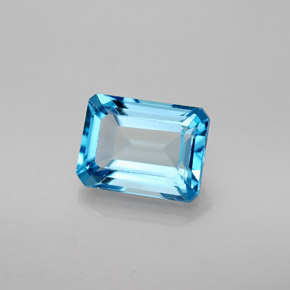 Topaze bleue naturelle taille émeraude, 2,18 ct, VS