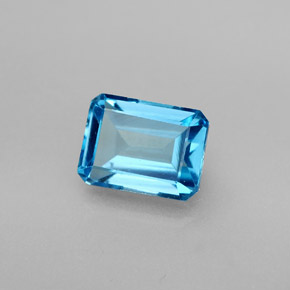 Topaze bleue naturelle taille émeraude, 2,25 ct, VS
