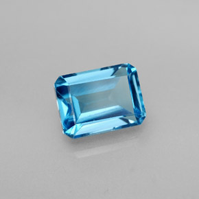 Topaze bleue naturelle taille émeraude, 2,25 ct, VS