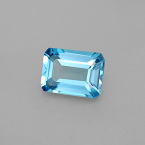 Topaze bleue naturelle taille émeraude, 1,73 ct, VS
